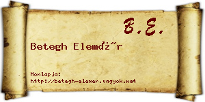 Betegh Elemér névjegykártya